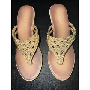 Venus Gold Embellished Wedges